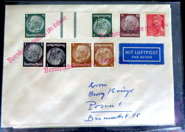 Brief aus der Zeit des 2. Weltkriegs vom Elsa per Luftpost nach Posen geschickt