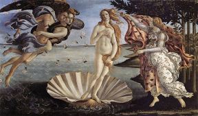 Die Geburt der Venus aus einer Muschel, Gemlde von Sandro Botticelli von 1485