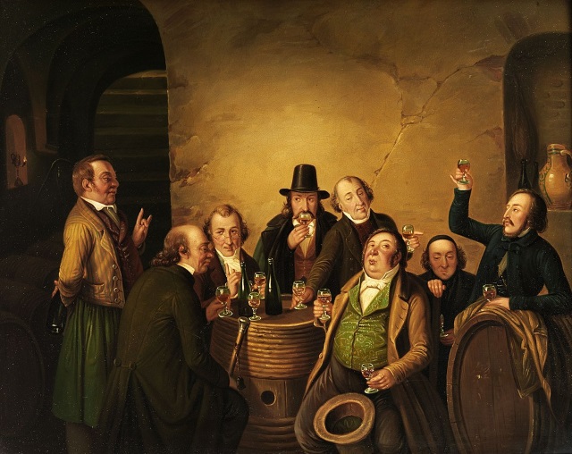 Die Weinprobe, 1843, Gemlde von Johann Peter Hasenclever
